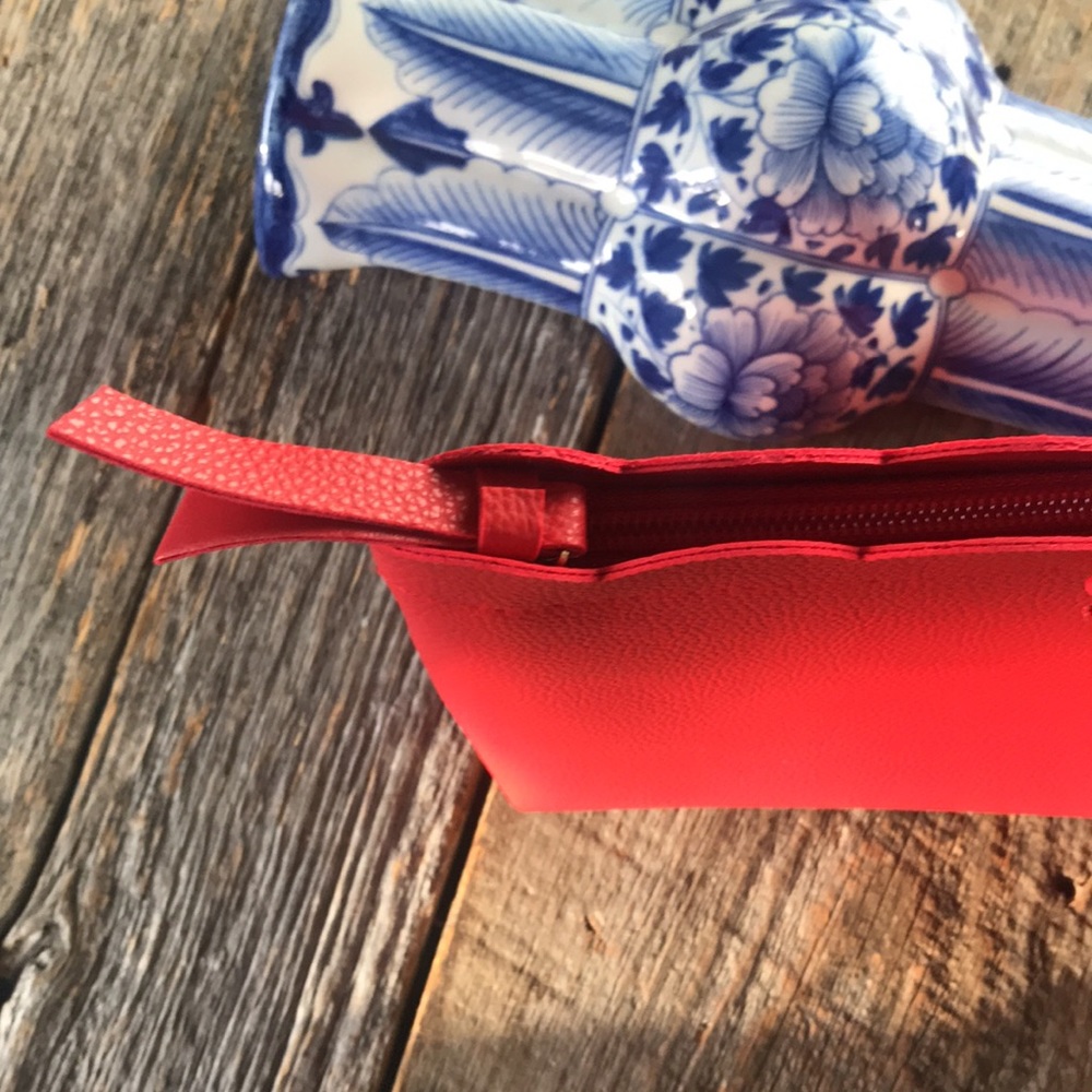 Canvas Stripe and Red Scalloped Make-Up Bags - Picture 5 of 13